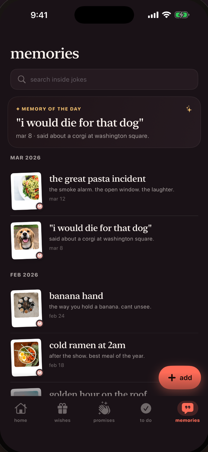 Memories — a keepsake timeline